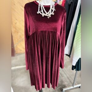ASOS Velvet/Velour Burgundy Mini Pleated Dress. Size 10/12. Like new